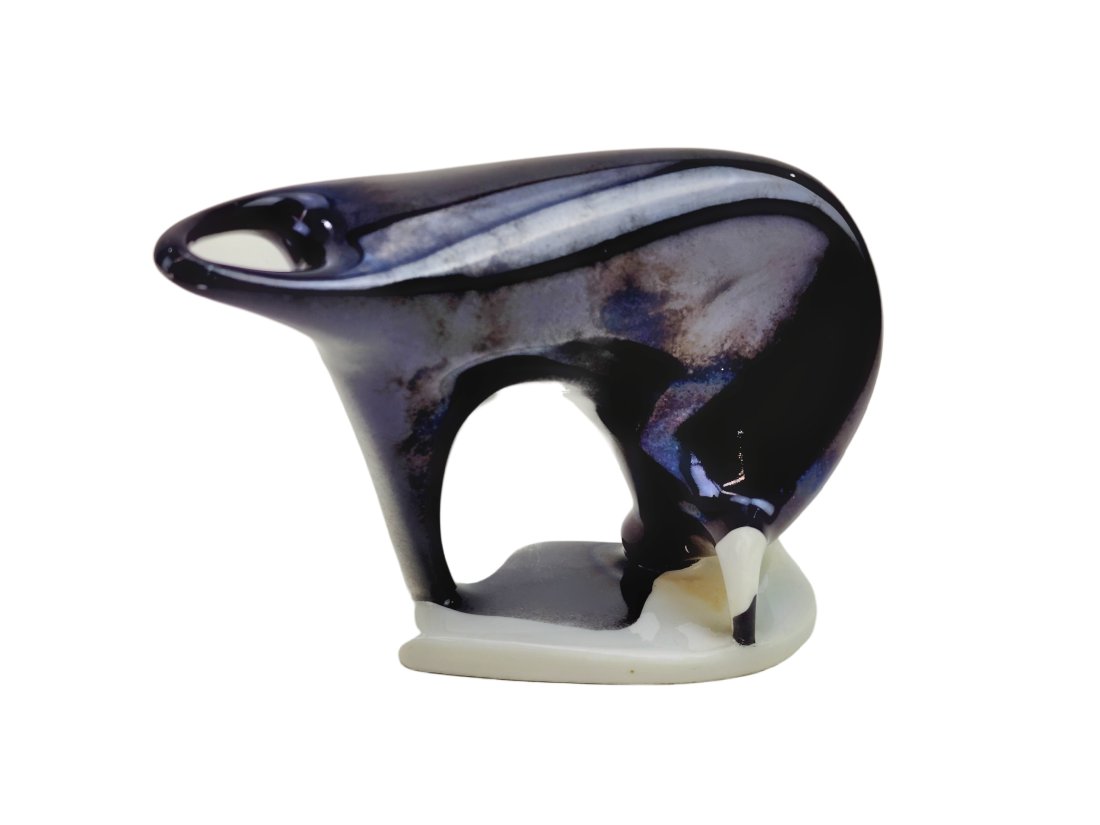 Modernist Stylized Porcelain Bull Sculpture (1 of 4)