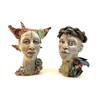 Studio Art Pottery Head Sculpture Pair