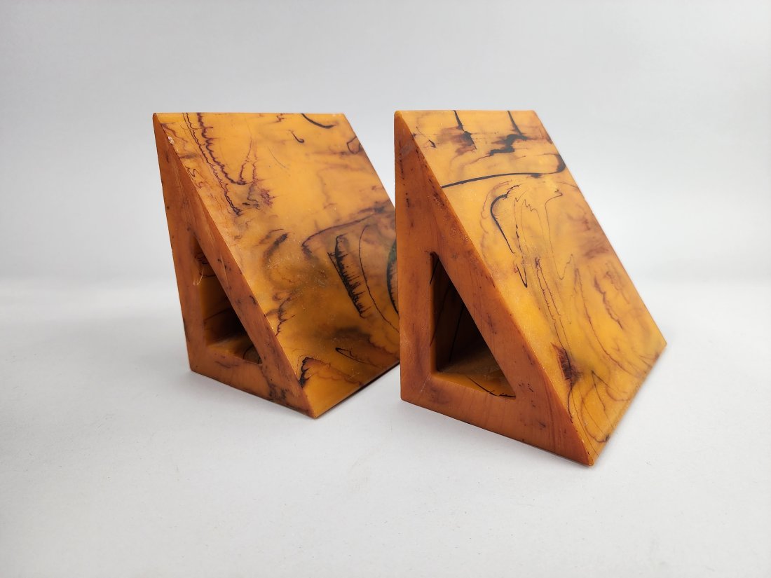 Vintage Art Deco Butterscotch Bakelite Triangle Bookends (1 of 6)