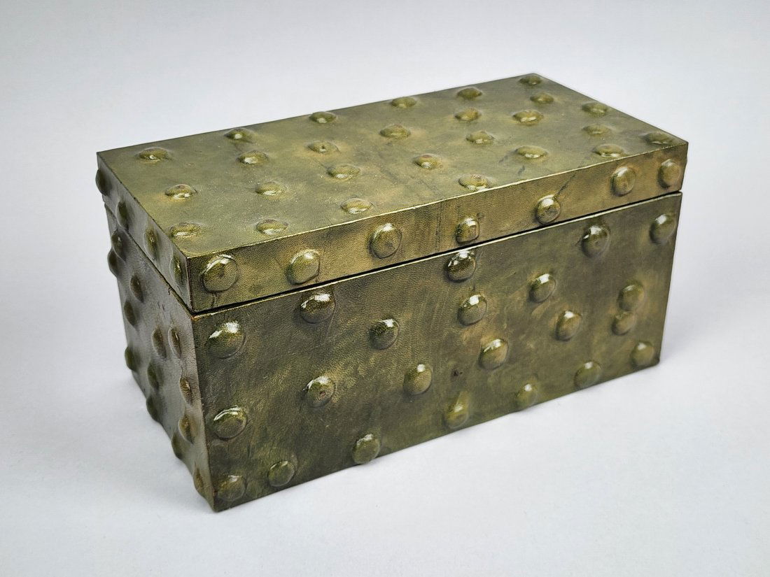 Green Leather Raised Dimple Decorative Box (1 of 6)