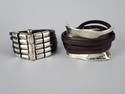 Vintage Uno de 50 Silver tone Metal & Leather Cuff Bracelets
