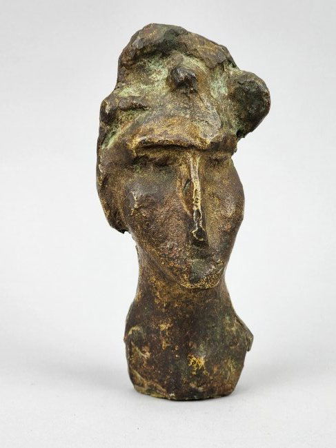 Vintage Modernist Lady Bronze Bust Sculpture (1 of 5)