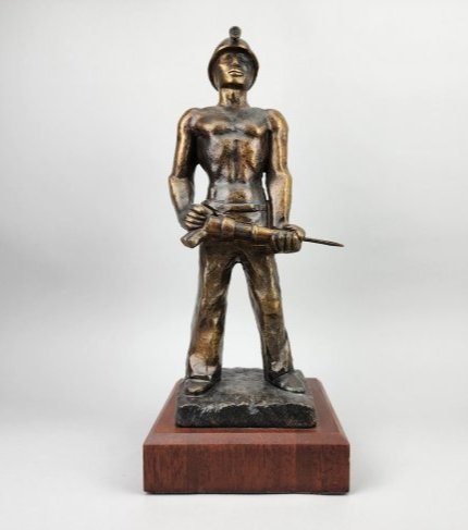 Large Heavy Bronze WPA Era Stylized Miner Sculpture (1 of 7)