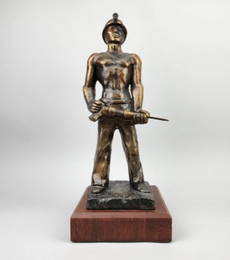 Large Heavy Bronze WPA Era Stylized Miner Sculpture