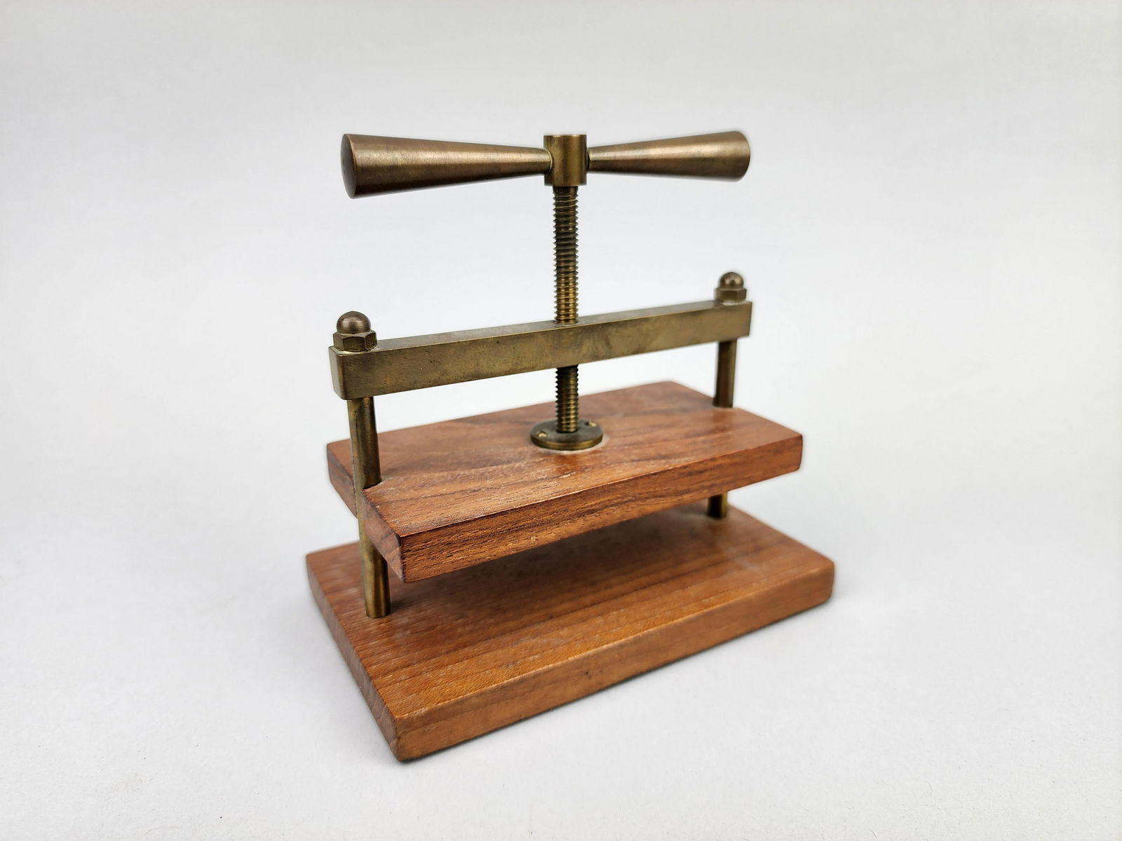 Antique Bronze & Wood Industrial Machine Age Card Press (1 of 7)