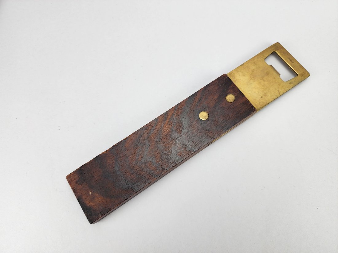 Vintage Large Wood and Brass Bottle Opener Italy (1 of 5)