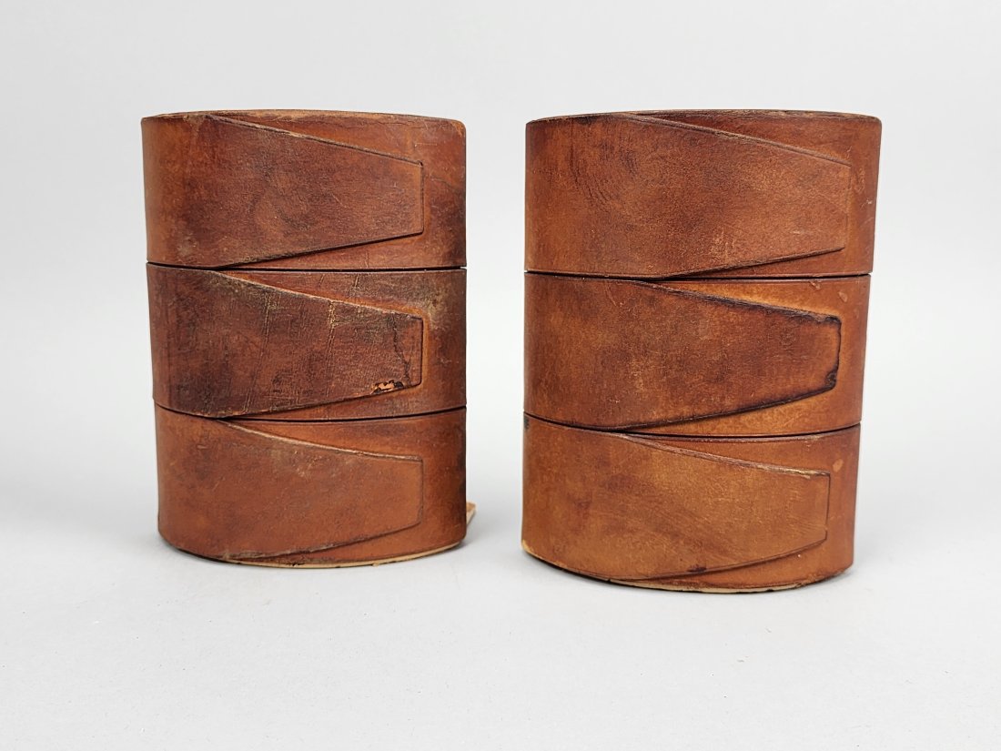 Antique Leather Wrapped Bookends (1 of 6)
