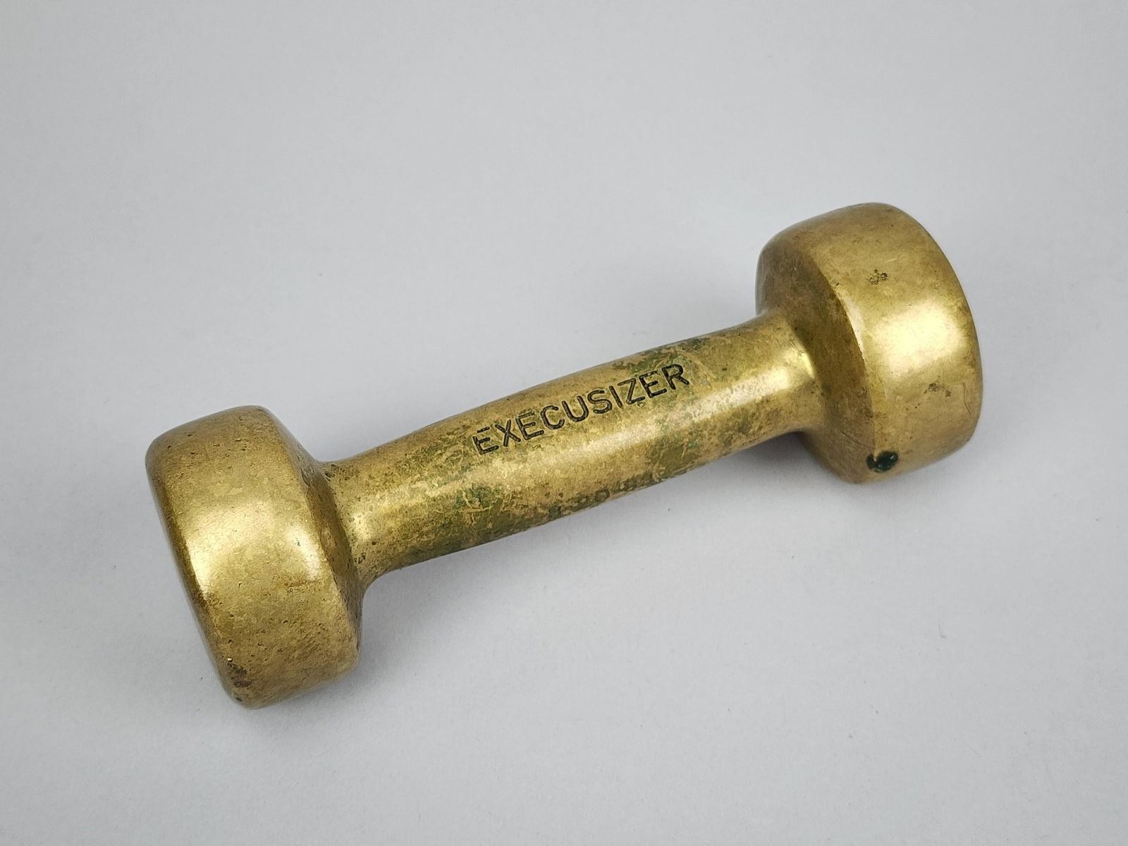 Antique Solid Brass Dumbell, Executive Award Gift Paperweight (1 of 6)