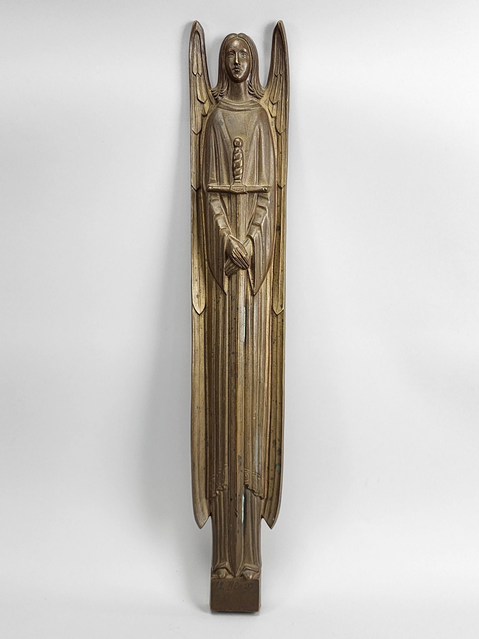 Art Deco Solid Bronze Angel with Sword Sculpture Ornament (1 of 7)