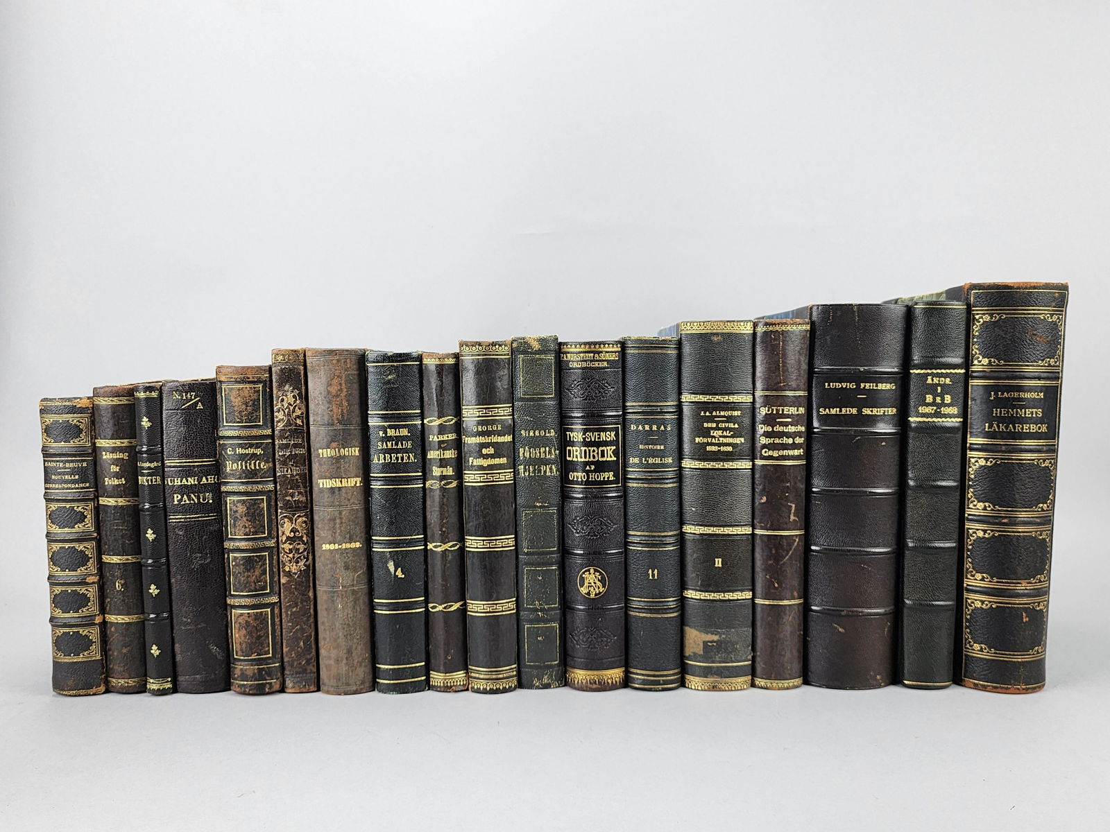 Vintage Estate Books Leather Bound European Library Decor Set 3 (1 of 10)