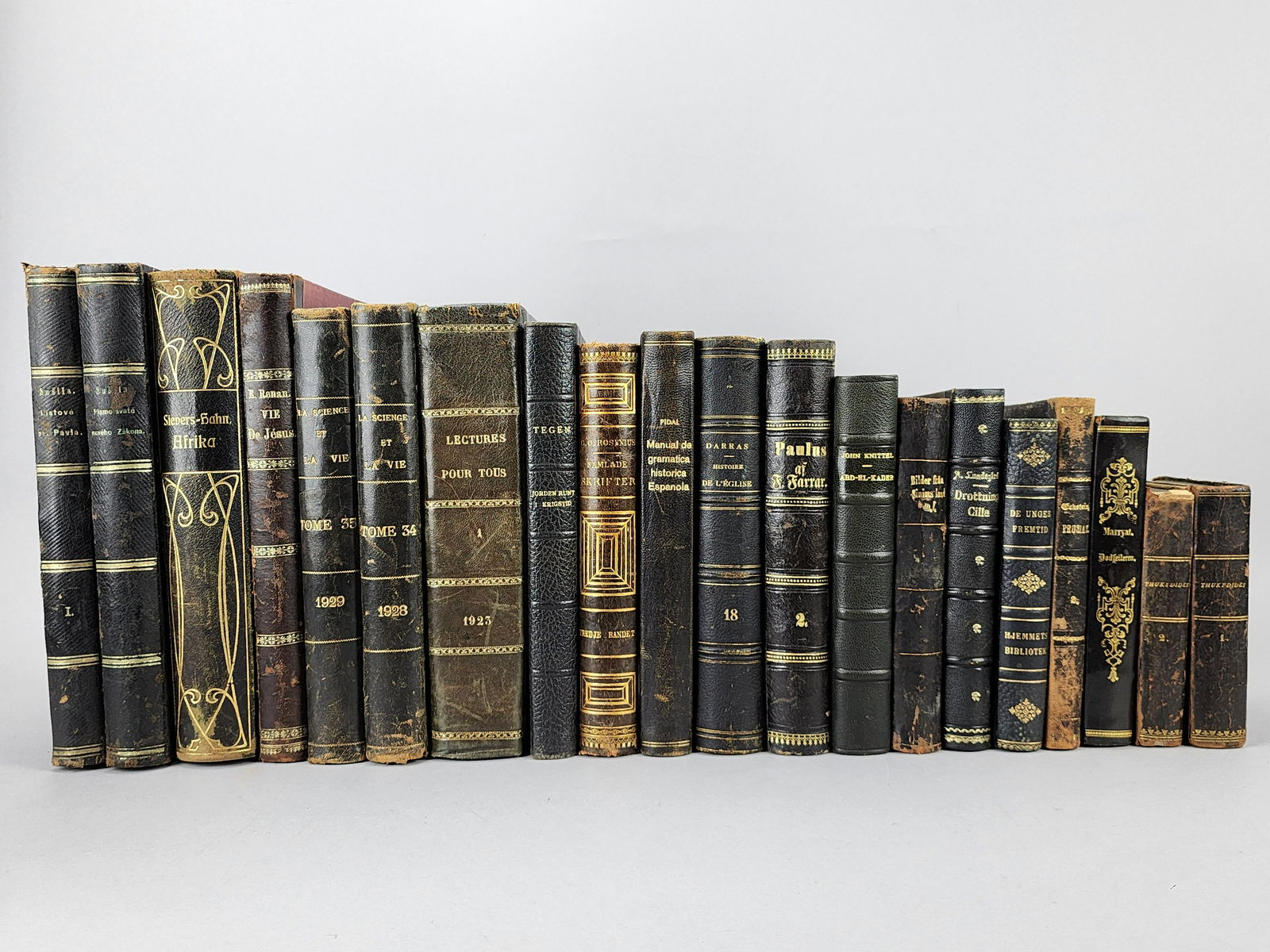 Vintage Estate Books Leather Bound European Library Decor Set 4 (1 of 12)