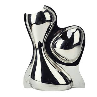 RON ARAD for Alessi Babyboop Metal Sculpture Vase: Stylized vase sculpture in metal designed by Ron Arand for Alessi circa 2002, dubbed the "Babyboop" vase. Measures 12" x 9" x 4".