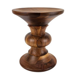 Mid Century Charles & Ray Eames Walnut Time Life Stool: Vintage mid century walnut wood sculptural stool by Eames. Measures 15 1/8" tall x 12 7/8" diameter top.