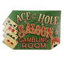 Vintage Pub Saloon Wood Poker Playing Cards Sign