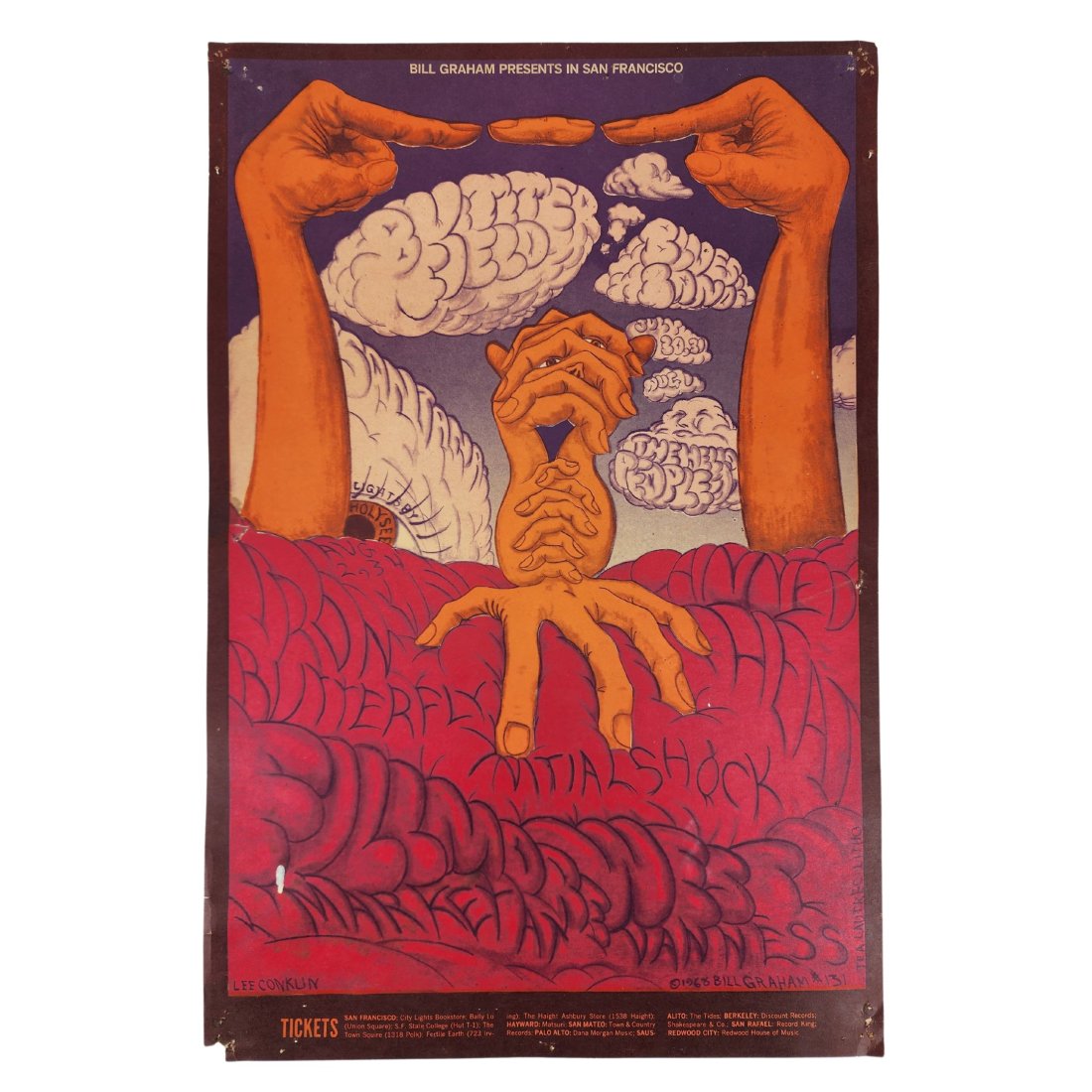 1968 BG-131 Butterfield Blues Band, Santana, Iron Butterfly Fillmore Concert Poster, Bill Graham (1 of 8)