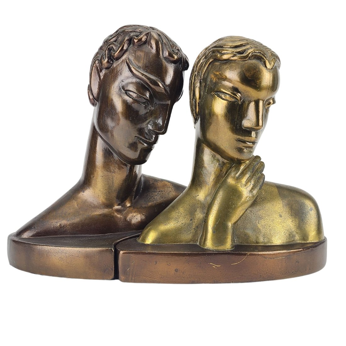 Art Deco Frankart Style Man & Woman Bronze Bust Sculptures (1 of 8)
