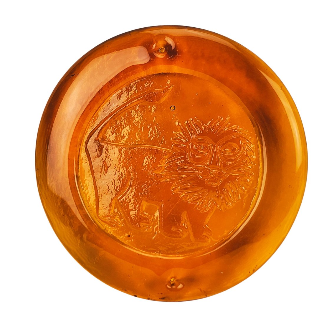 Blenko Mid Century Modern LEO LION Orange Art Glass Suncatcher (1 of 5)
