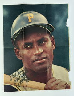 ROBERTO CLEMENTE Pittsburgh Pirates Signed Autograph Magazine Page with envelope: Roberto Clemente original signed magazine page with mailing envelope. Signed lower left in marker. To Danny, Best Wishes, Roberto clemente. Page measures approx. 8.5" x 11". From local sports