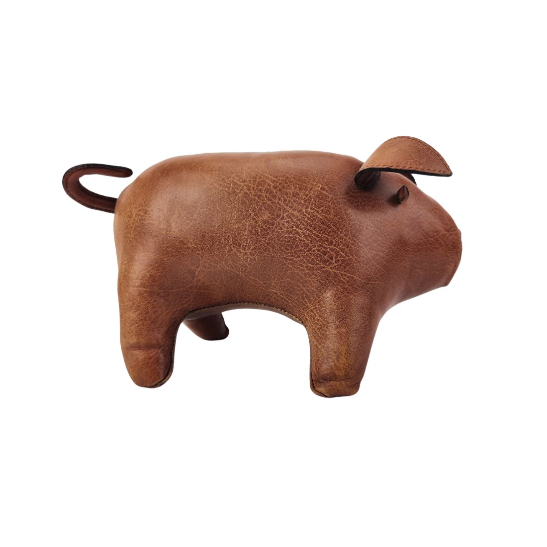 Vintage Leather Pig Footstool Miniature (1 of 7)