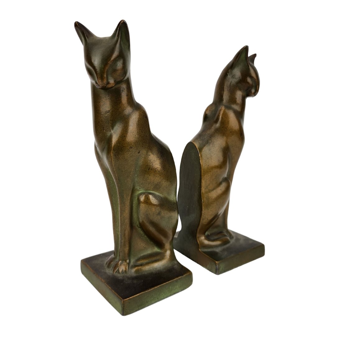 Art Deco Pot Metal Bronze Siamese Cat Bookends (1 of 6)
