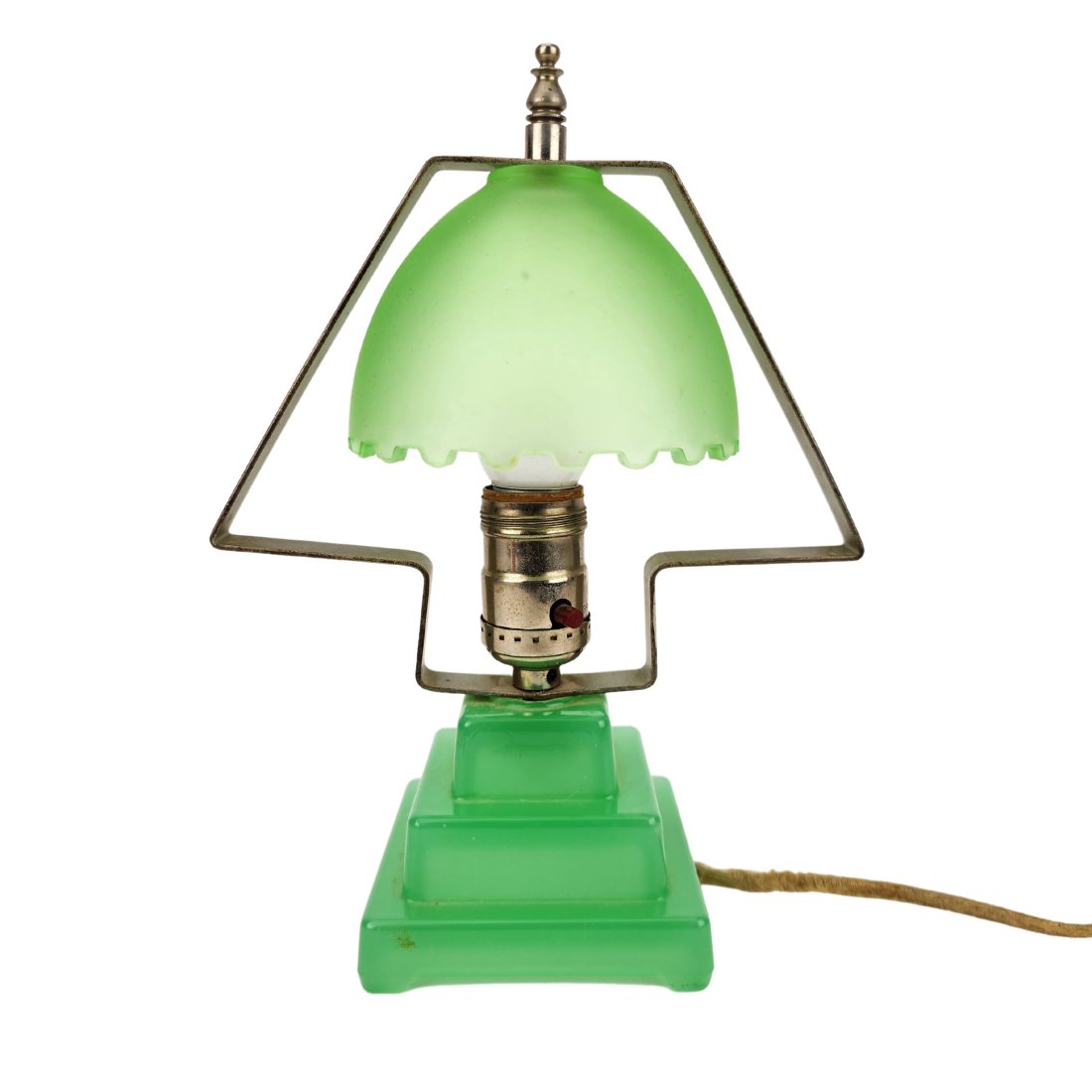 Antique Green Jadeite Glass Lamp (1 of 6)