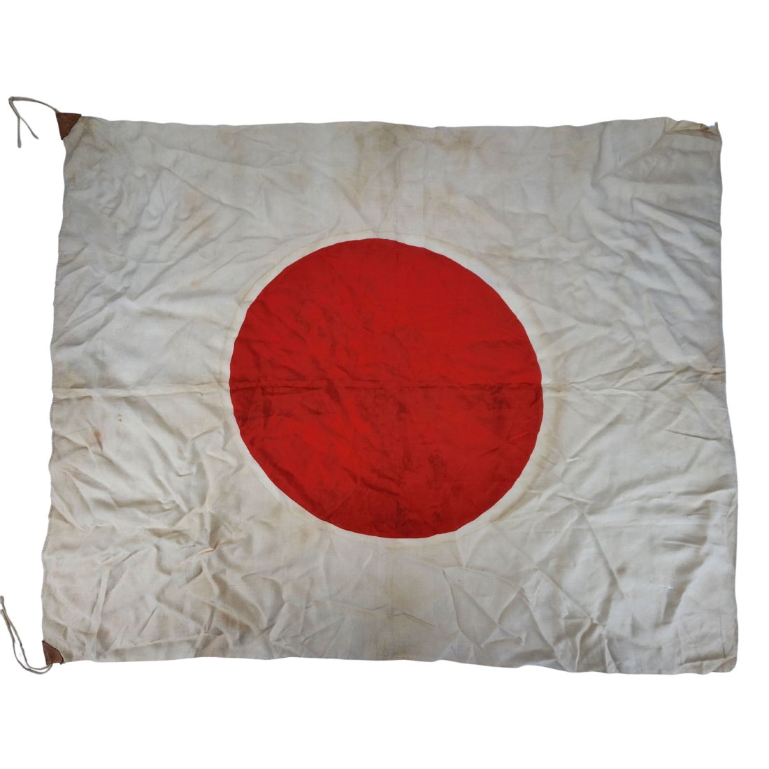 Vintage WWII Japan Silk Flag: Vintage WW2 era Japanese Silk "Meatball" Flag with leather corners. Measures 26" x 33"