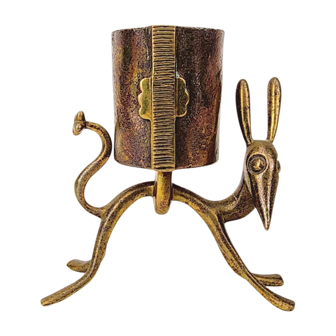 Hagenauer Austrian Bronze Dog Match Holder Figure Signed (1 of 5)