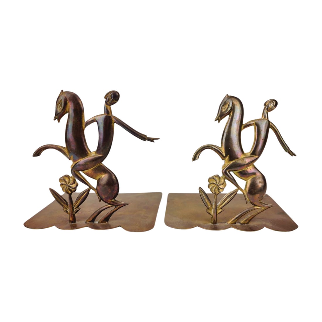 Austrian Bronze Hagenauer Style Art Deco Woman on Horse Bookends (1 of 5)