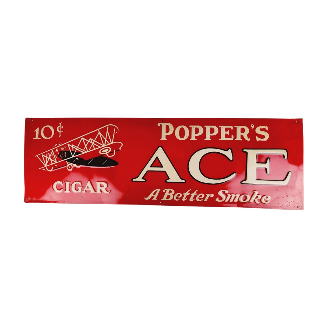 Popper's Ace Cigar Embossed Metal Tin Sign (1 of 5)