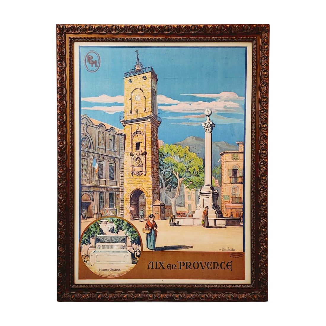 Original Aix En Provence Jean Julien Art Nouveau French Railroad Travel Poster (1 of 5)