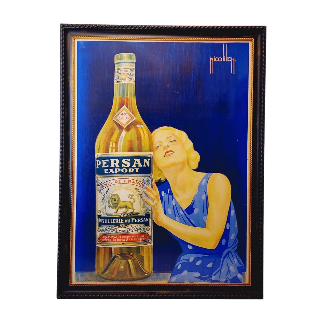 1930's Original Art Deco Persan Export Liquor Poster Framed (1 of 7)