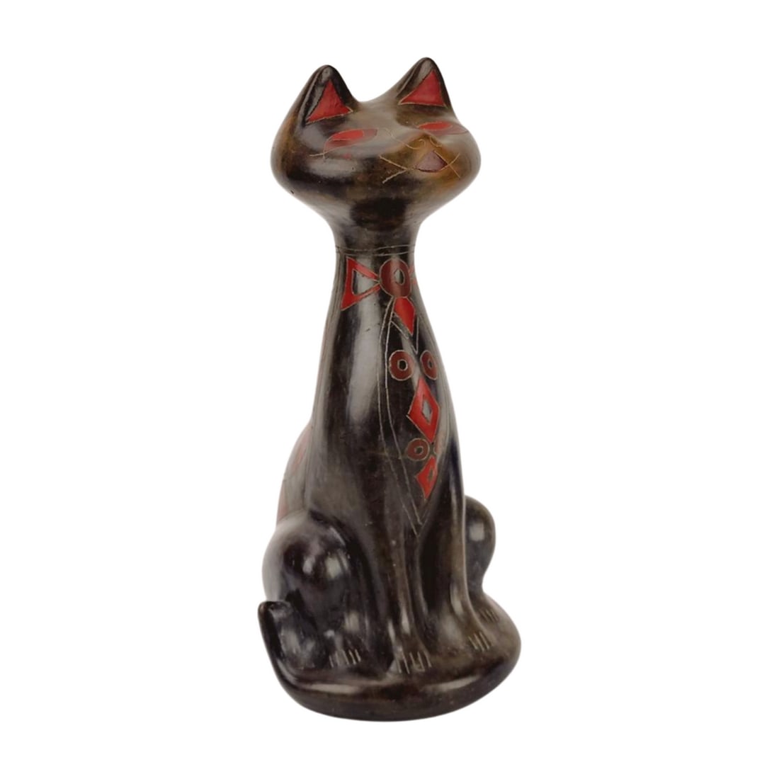 Vintage 1970's Mexican Oaxacan Black Clay Pottery Cat Sculpture (1 of 5)