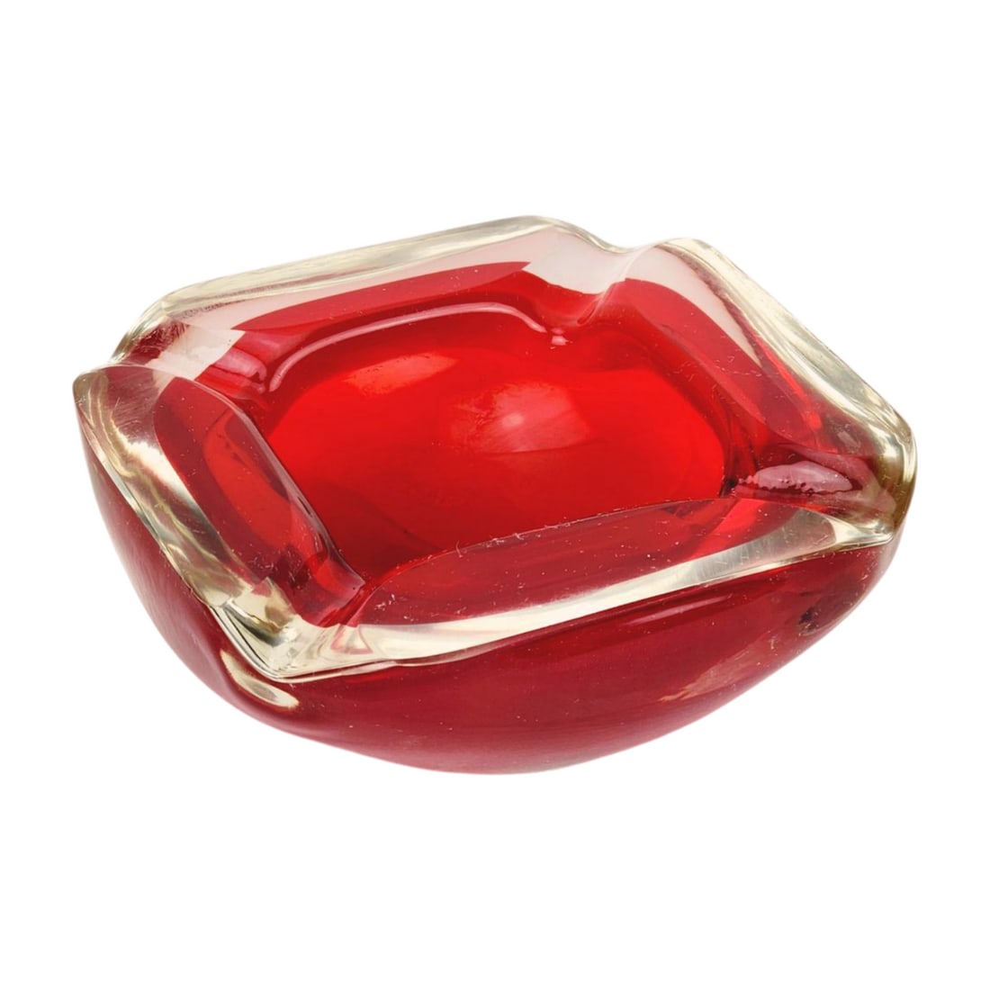 Vintage Red Art Glass Murano Mid Century Ashtray Sculpture (1 of 4)