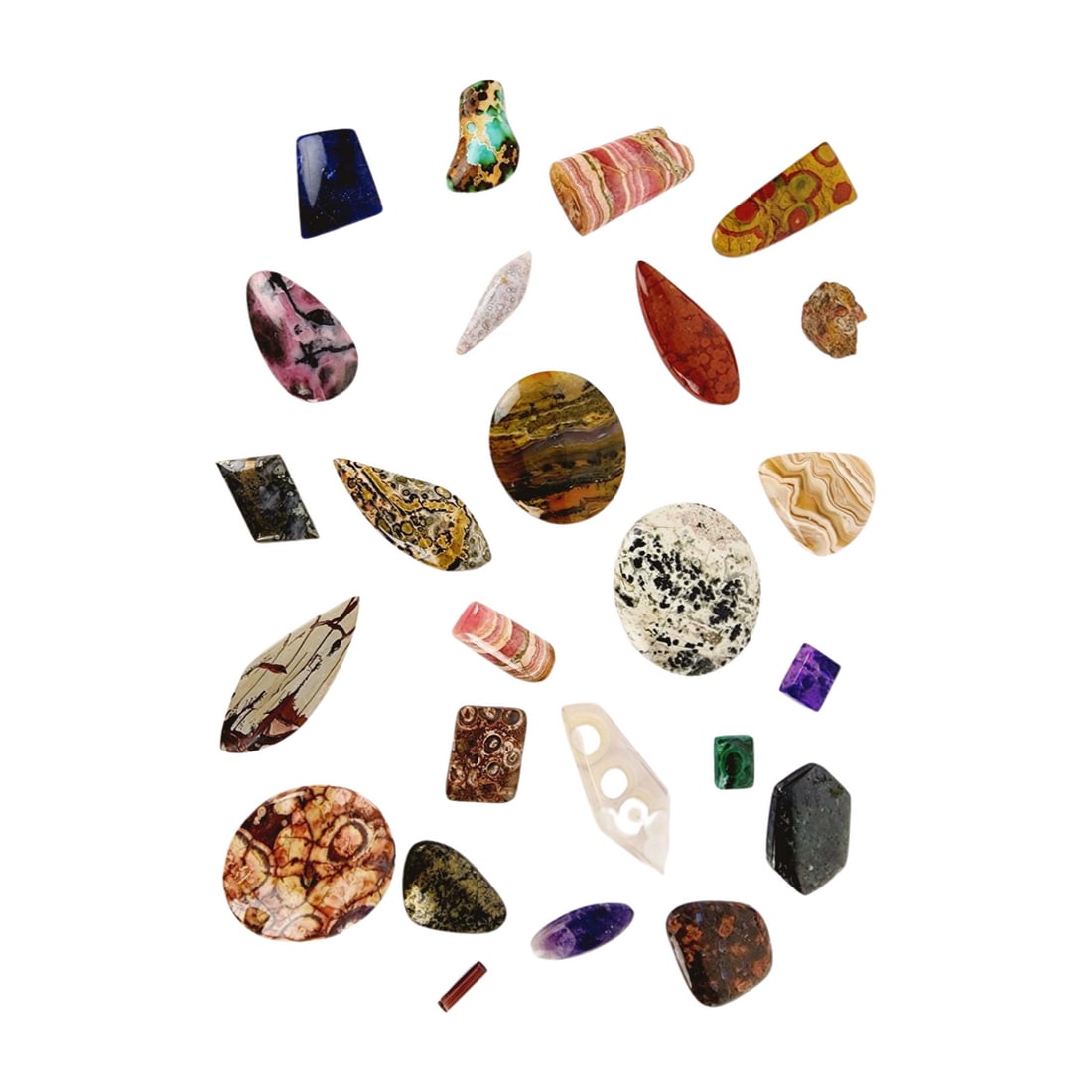 Lot of 25 Polished Stones & Gems Specimen Cabochons Marcasite, Turquoise, Japer (1 of 5)