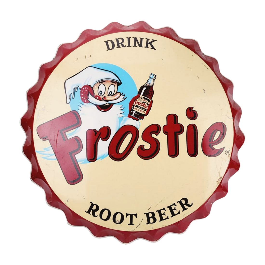 Original 1950's Frostie Root Beer Bottle Cap Advertising Sign (1 of 5)