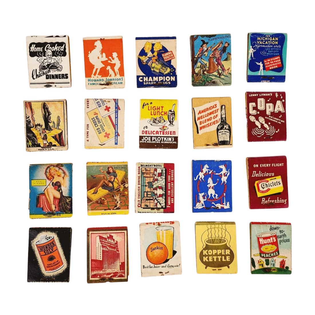 1940's Matchbook Advertising Lot Pinup, Chewing Gum, Hotels (1 of 5)