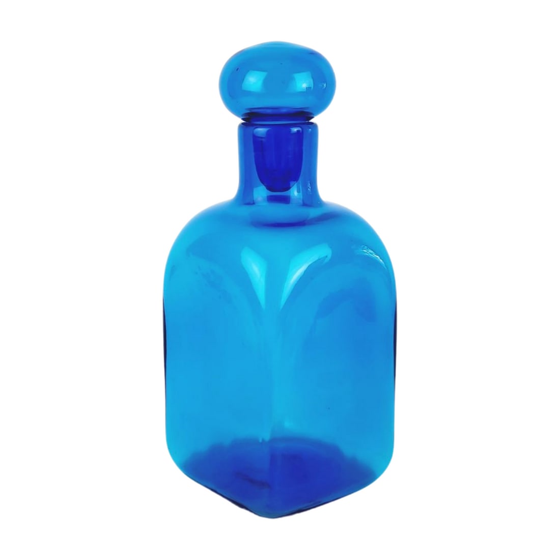 Vintage Cobalt Blue Square Blenko Decanter Art Glass (1 of 5)