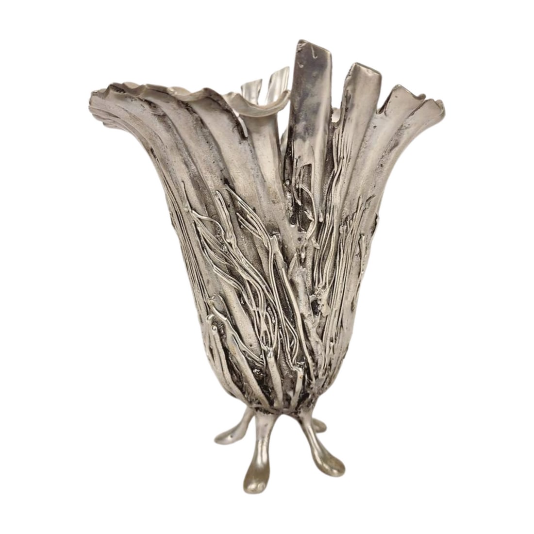 Caster Cooper Mid Century Brutalist Pewter Footed Vase (1 of 5)