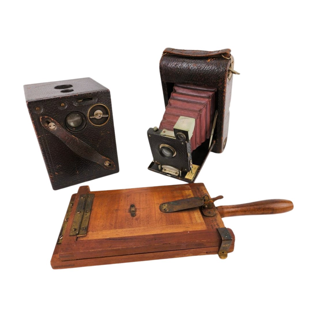 Lot of 3 Early Film Camera & Cut Items, Kodak & Bullseye (1 of 9)