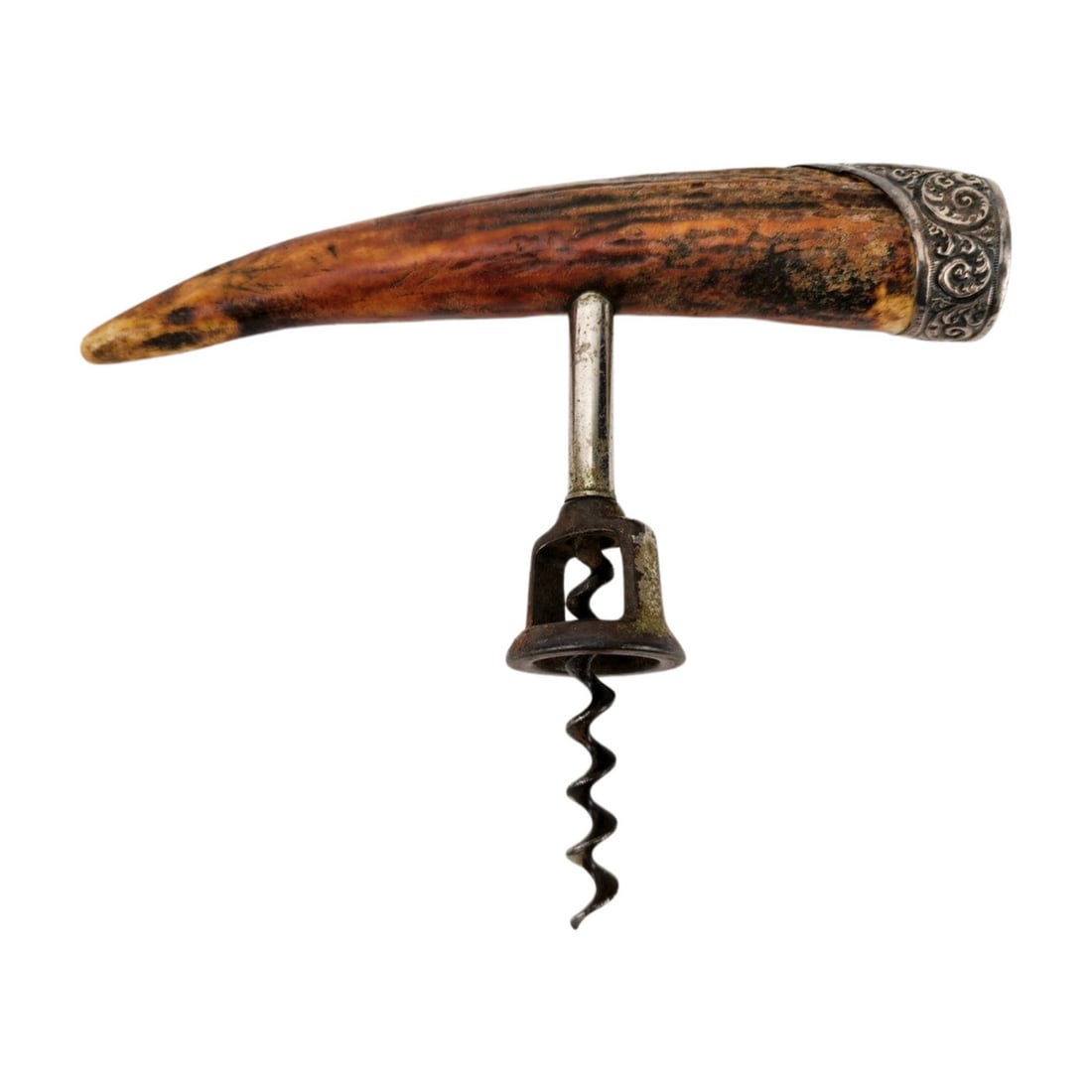 19th Century Stag & Sterling Silver Corkscrew (1 of 5)