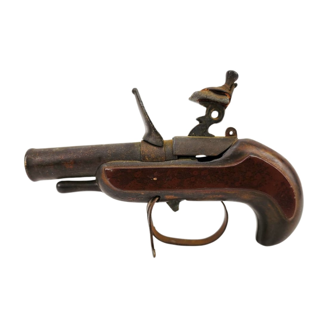 1920's DUNHILL Flintlock Pistol Table Lighter: Antique pistol shape table lighter by Dunhill. Signed on bottom. Measures 6 1/2" x 4"