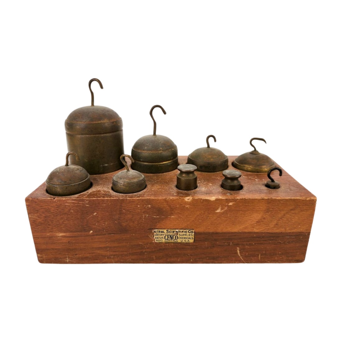 Antique Brass Laboratory Weights with Wood Case (1 of 5)