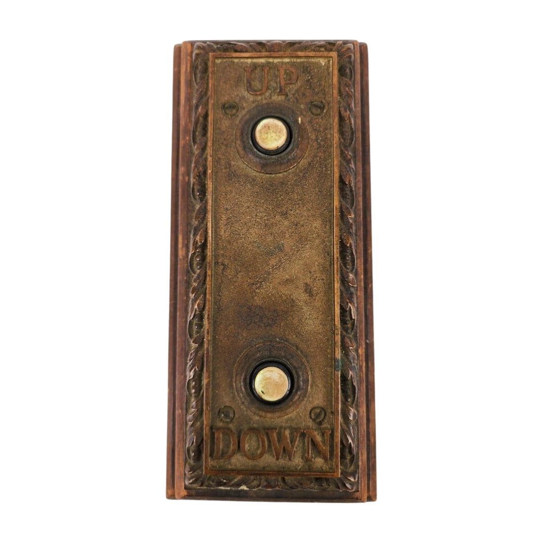 Early Bronze & Wood "UP" & "Down" Elevator Buttons (1 of 5)