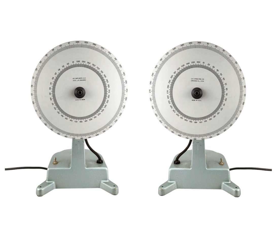 Vintage C.H. Stoelting Color Mixer Lot of 2: 2 Vintage color mixers in powdered light blue with silver tone metal disks. Measure 12 1/4" x 8 1/8" x 8 3/4" vintage medical, vintage psychology, vintage science