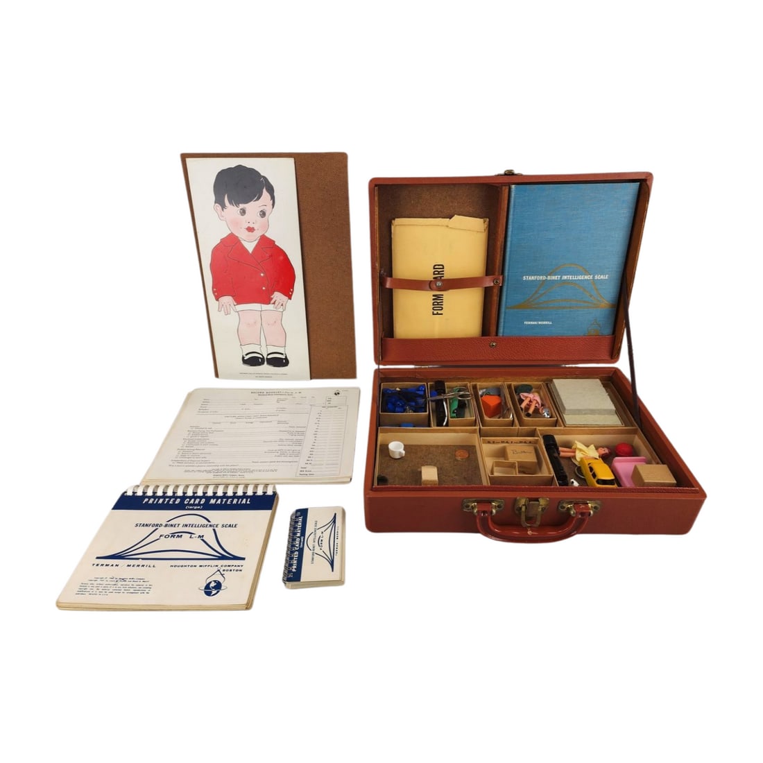 Antique 1960's Stanford-Binet IQ Test Leather Briefcase Set (1 of 5)