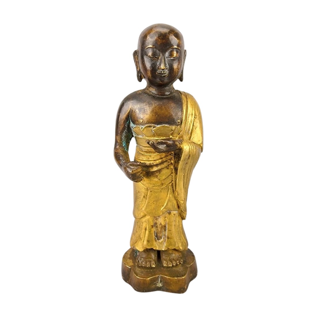 Antique Chinese Bronze Buddha Disciple Monk Statue Sculpture (1 of 5)