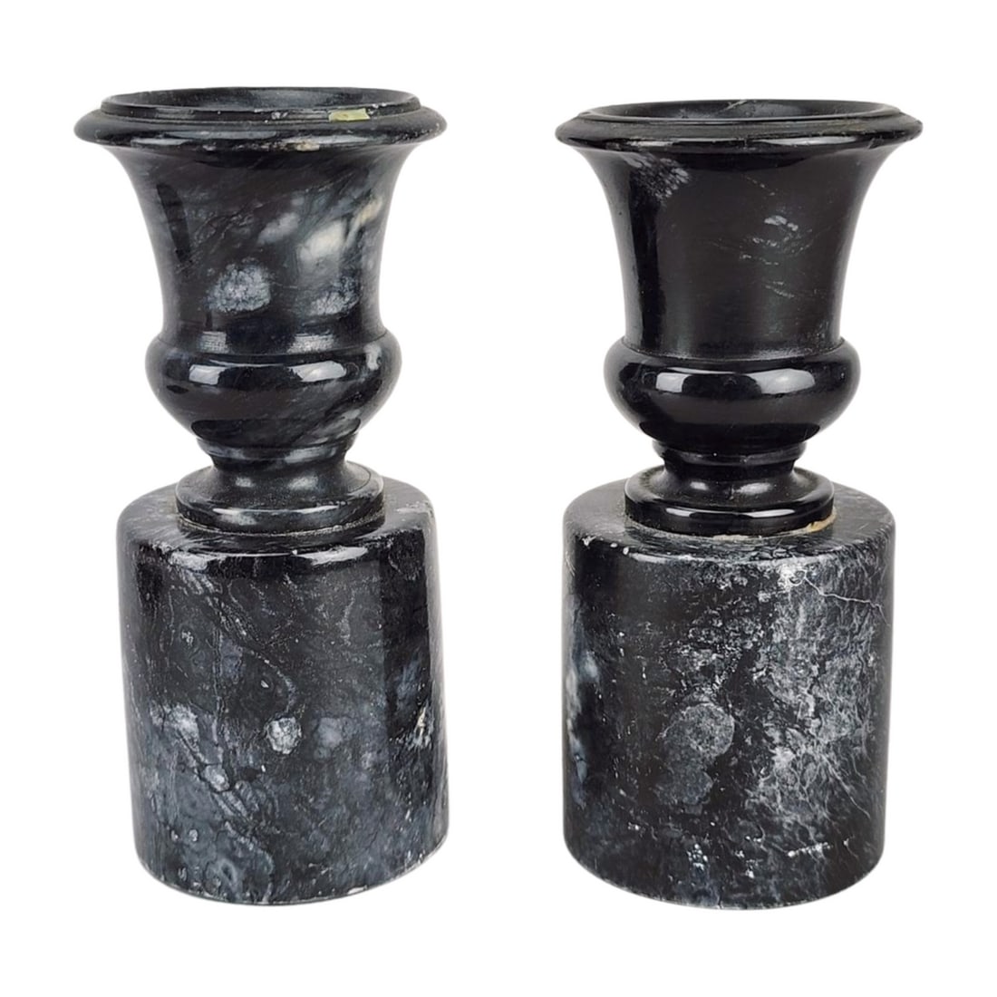 Pair of Italian Black Stone Marble Onyx Urn Vase Sculptures (1 of 5)
