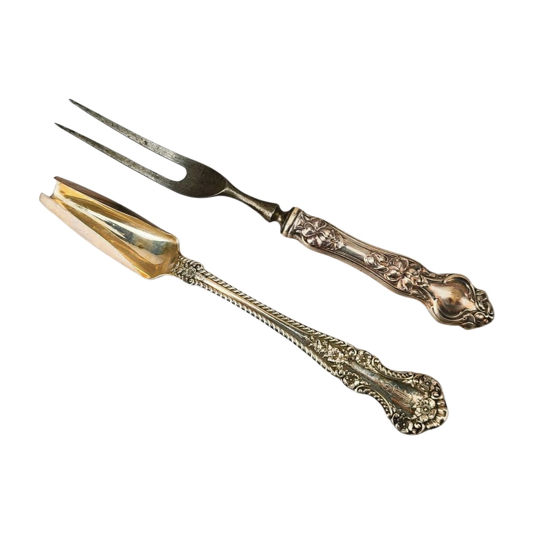 19th Century Sterling Silver Serveware Cheese Spoon & Carving Fork (1 of 5)