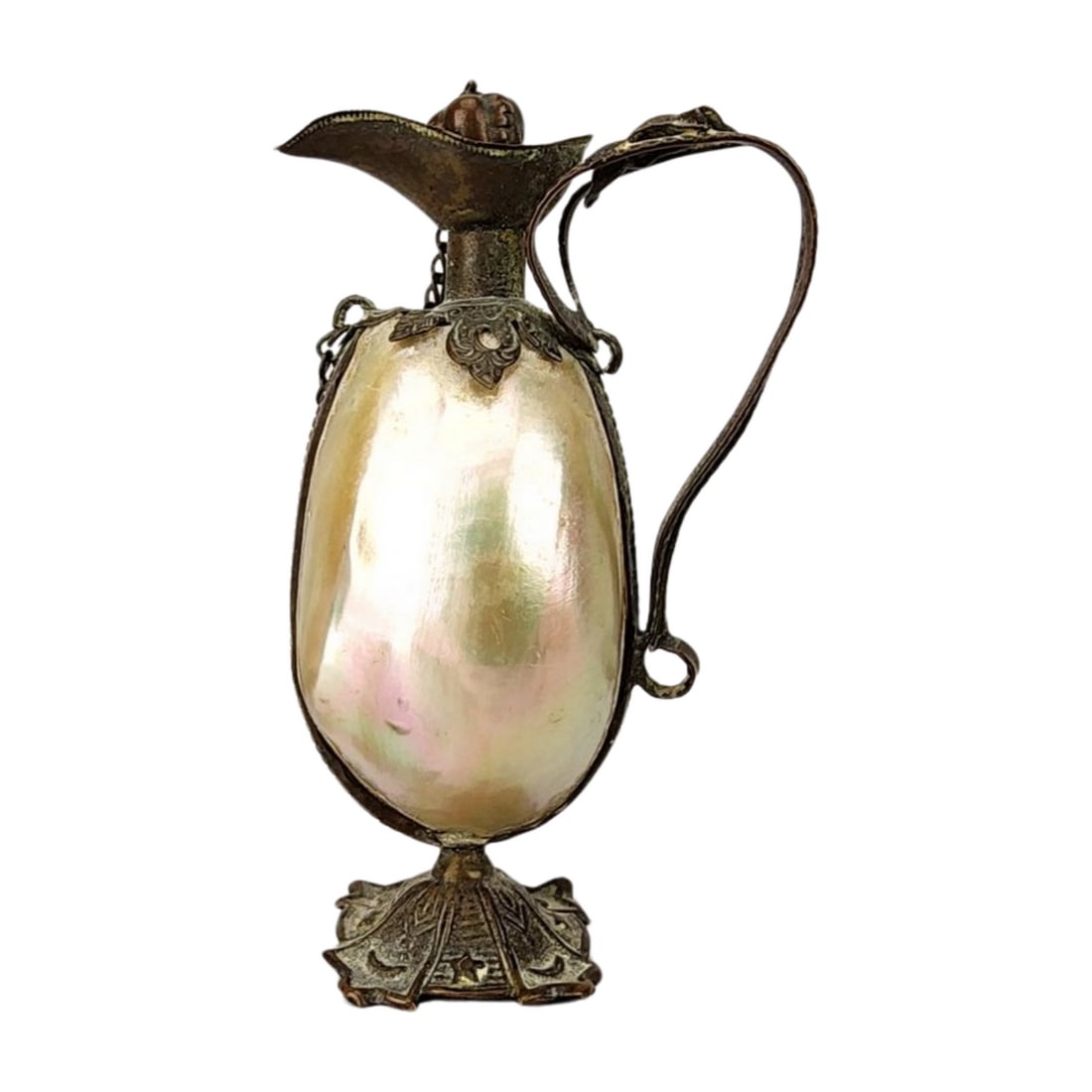 Antique Ewer Shape Abalone Shell Inlay Scent Bottle (1 of 4)