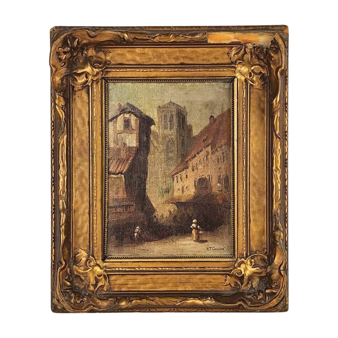 H.T. Cariss Oil on Board Antique City Streets Painting (1 of 7)